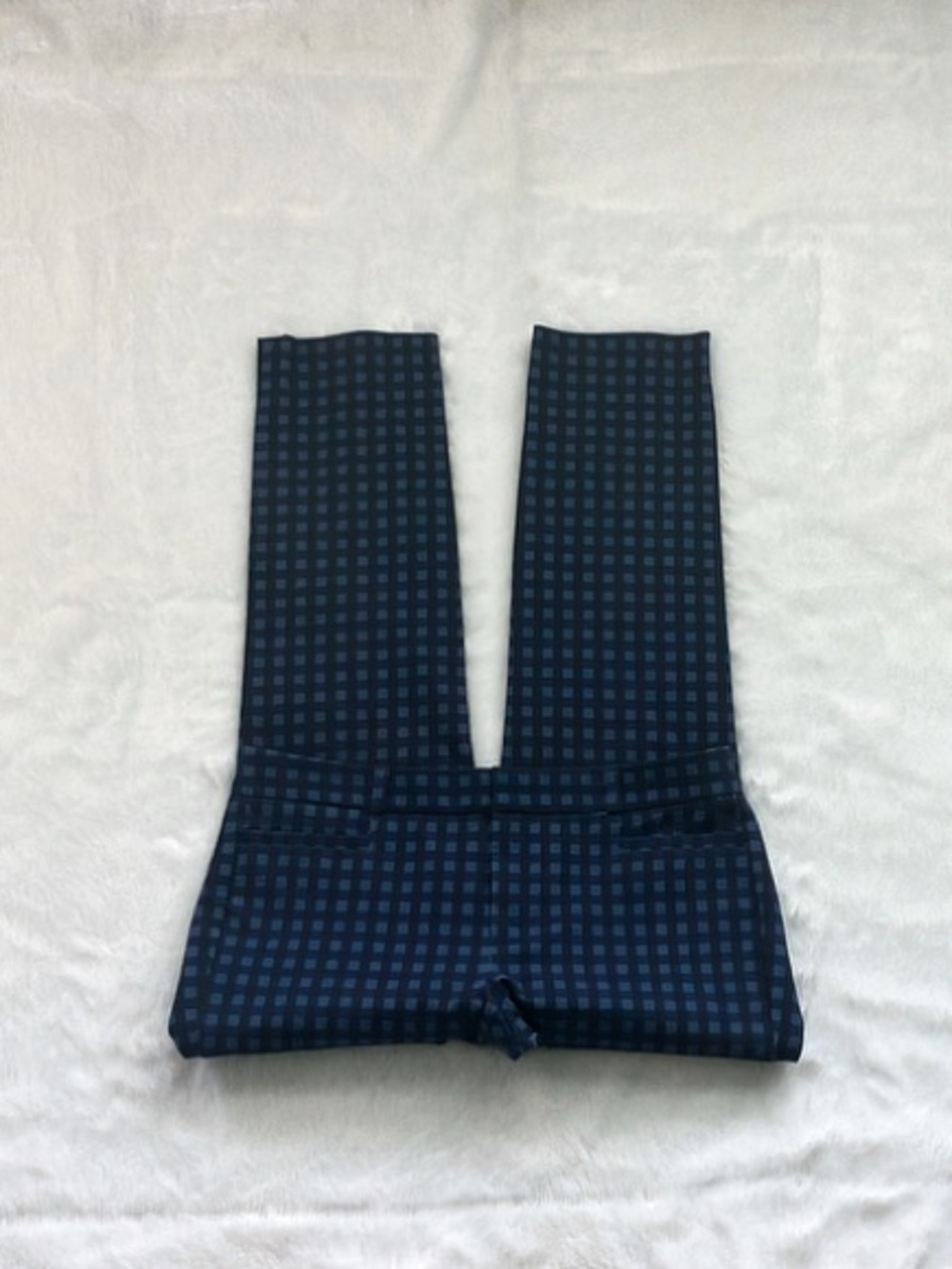 NWOT Banana Republic Navy and Blue Gingham Pattern Sloan Fit Ankle Pants, Size 6